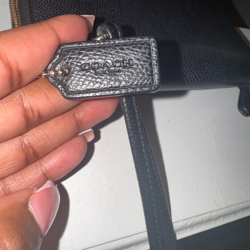 Coach Black Leather Wristlet Clutch with Gold Logo - Picture 2 of 9